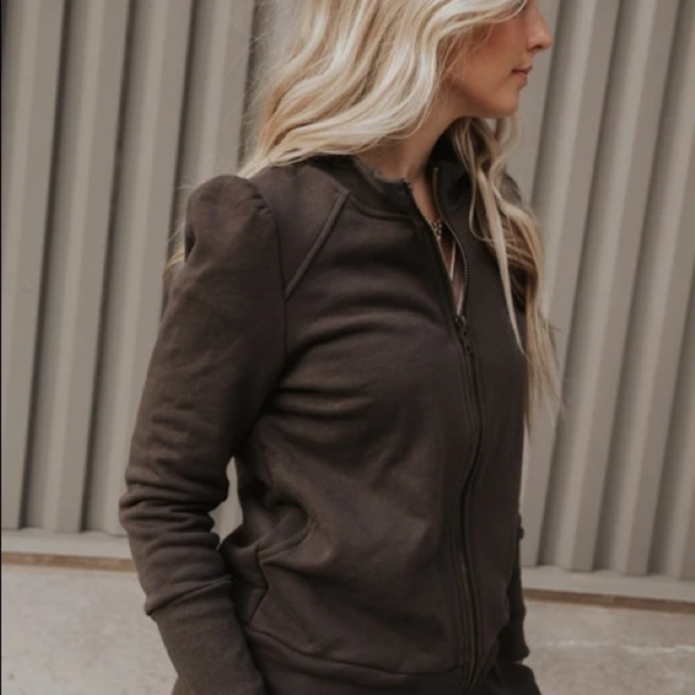 NWT BOHME charcoal puff shoulder bomber jacket